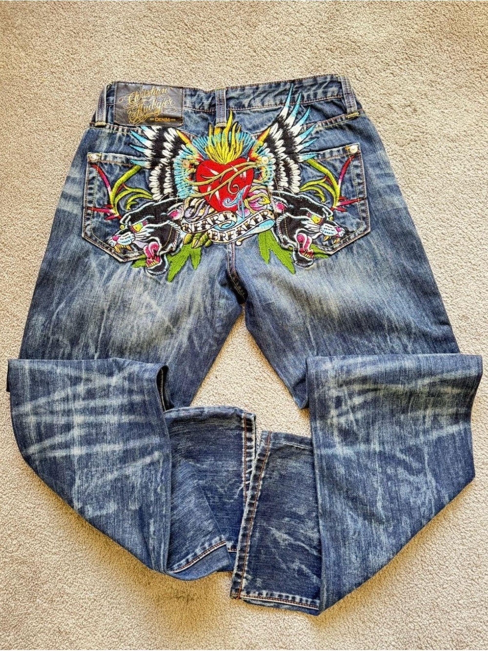 [Send offer] ED HARDY EMBRIODERED DENIM